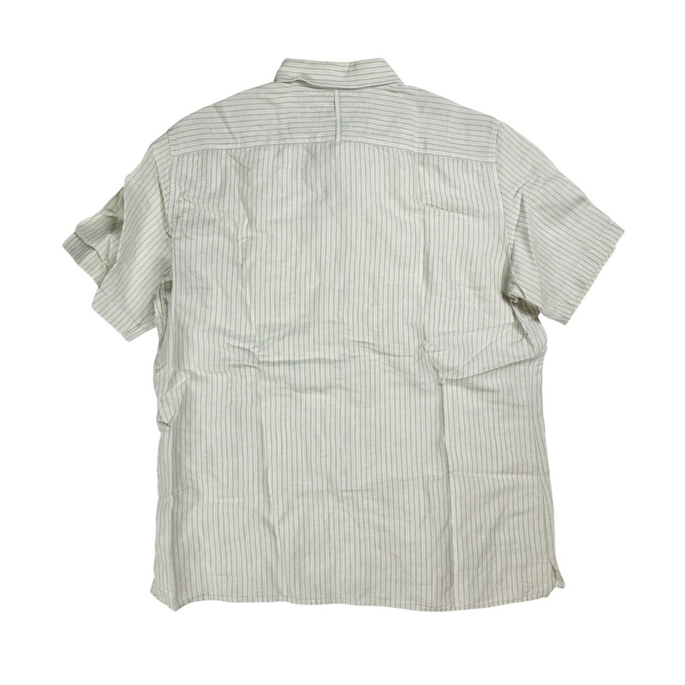 Banana Republic Classic Green Striped Floral Trim Button Up Shirt Men's Size L - Picture 2 of 5